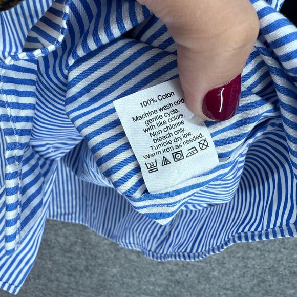 J. Crew Shirt Women S Small Blue Striped Button Up Collared Long Sleeve Cotton - Picture 4 of 7